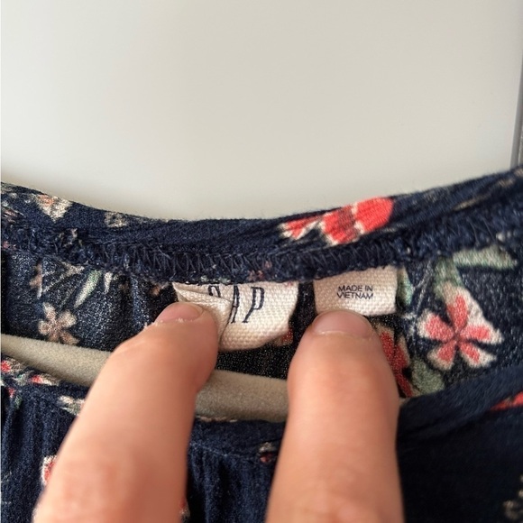 [XS] Gap Navy Blue & Pink Floral Printed 3/4 Sleeve Blouse Women’s Casual - Picture 4 of 7